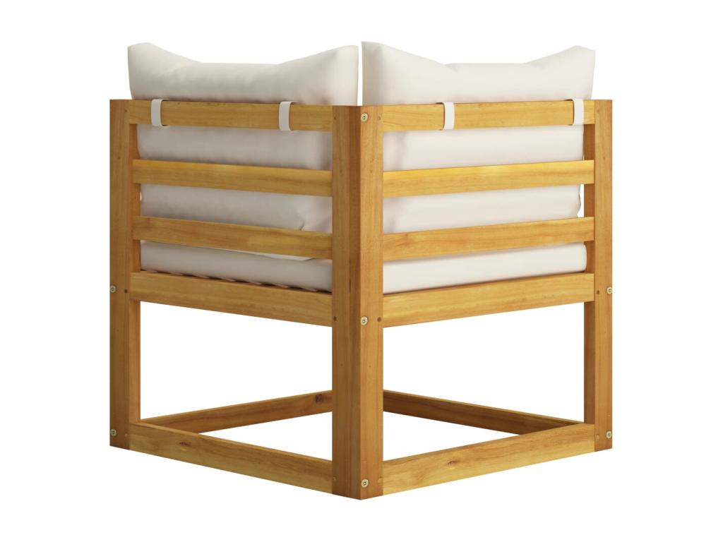 Salon de jardin 4 pièces avec coussin Crème Bois d'Doucezen solide