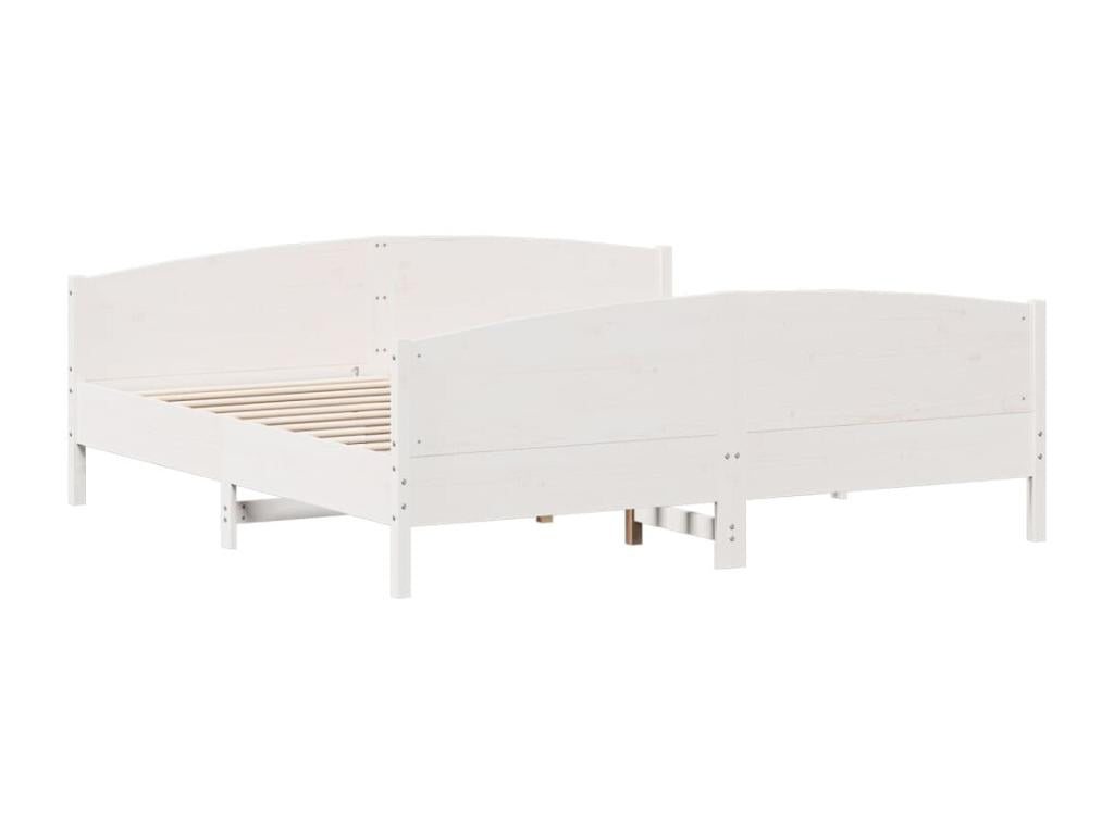 Cadre de lit et tête de lit blanc 180x200 cm bois de pin massif