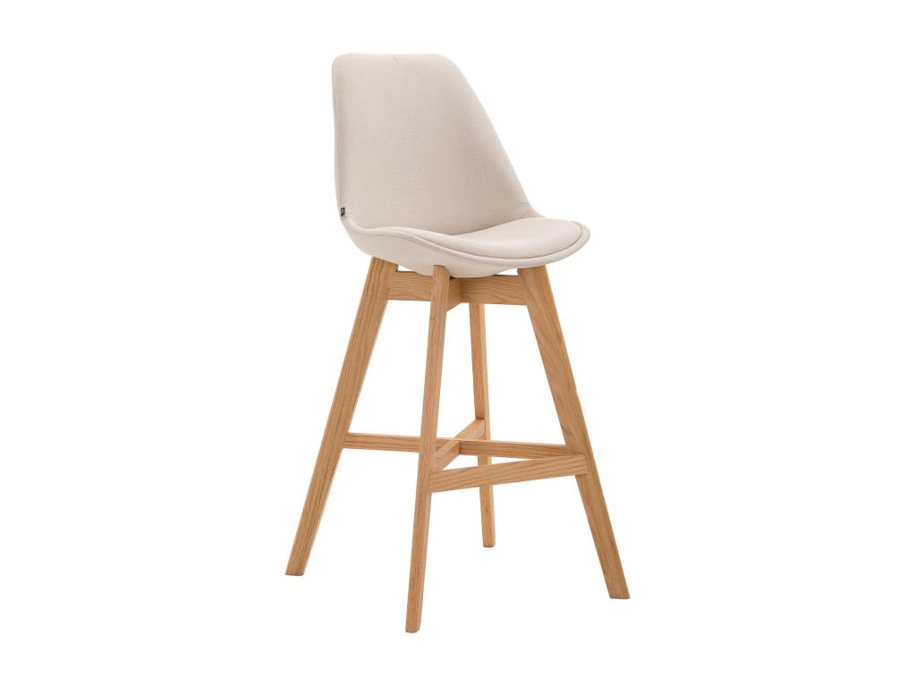 Tabouret de bar - Tissu / Bois - Crème - Homzora