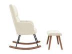 Chaise à bascule avec repose-pied Blanc crème Velours