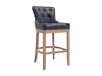Tabouret de bar - Véritable cuir / Bois - Noir - Homzora
