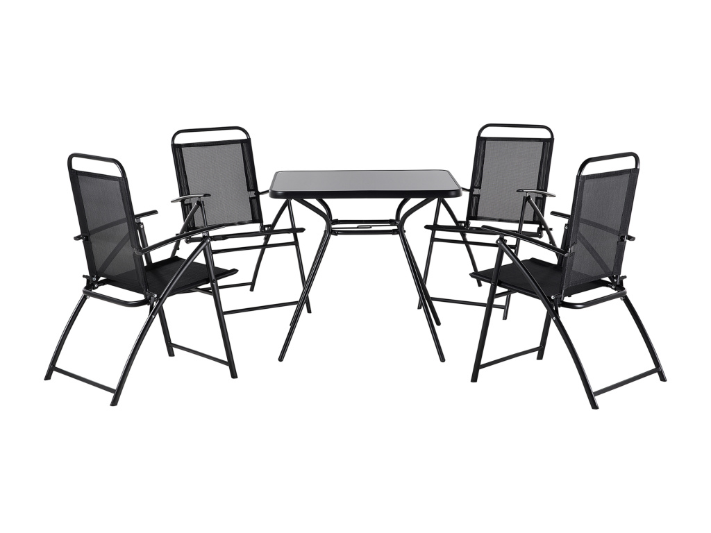 Salle à manger de jardin 4 places Homzora Métal Noir