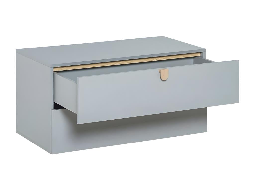 Commode Grise 2 Tiroirs avec Poignées Bois - Doucezen