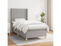 Lit à sommier tapissier avec matelas Gris clair 100x200cm Tissu