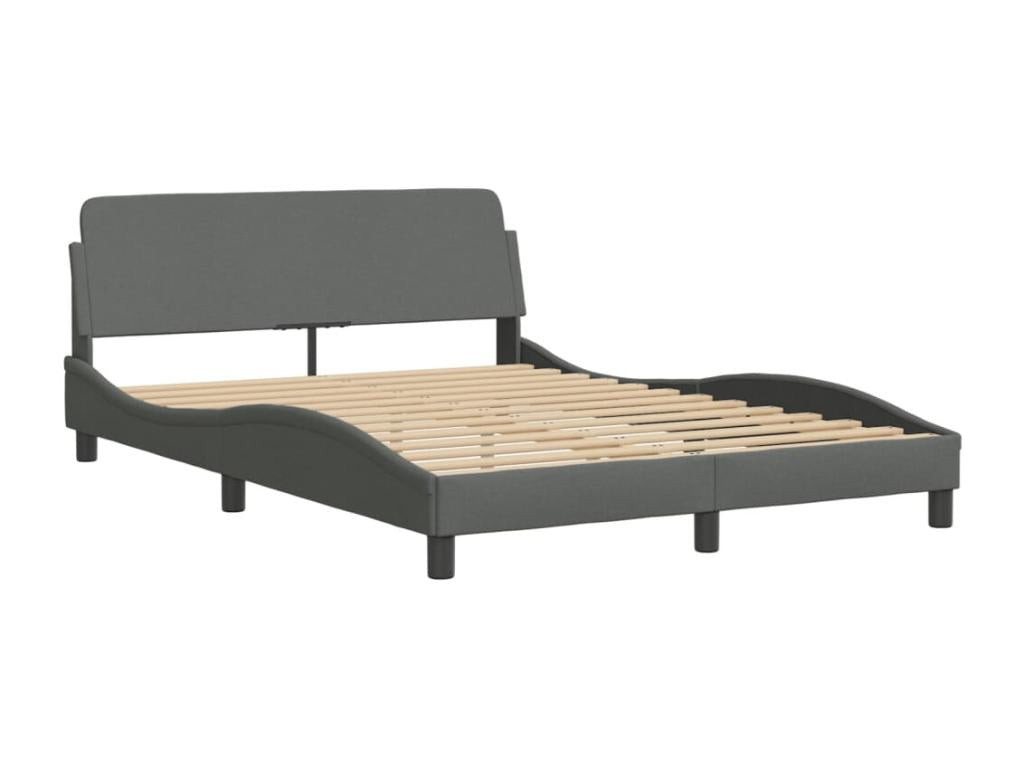 Cadre de lit avec LED sans matelas gris foncé 140x190 cm tissu