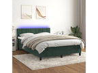 Sommier tapissier matelas et LED Vert foncé 140x200 cm Velours