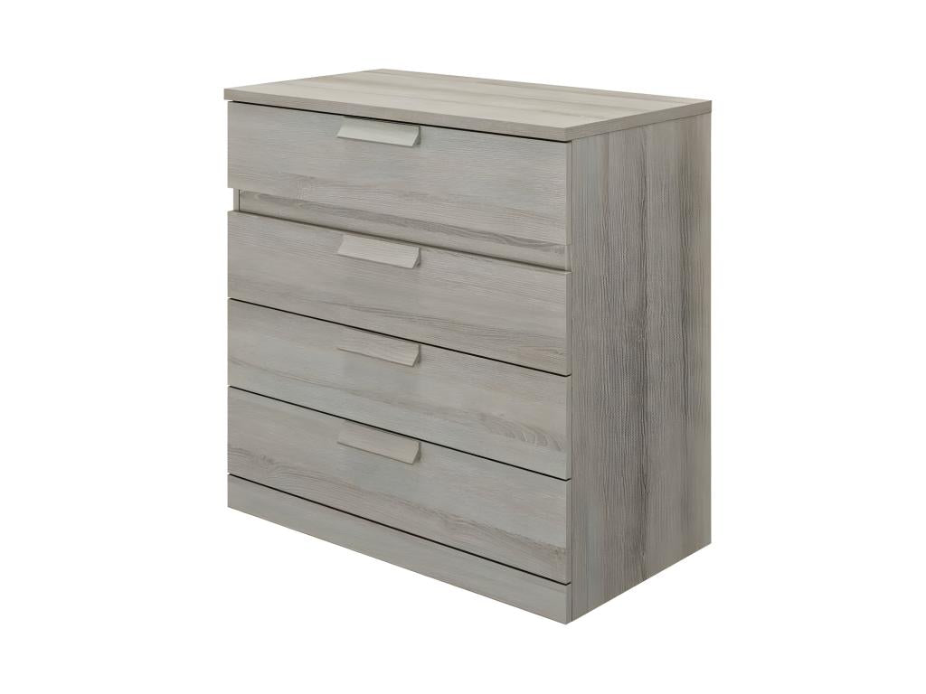 Commode 4 tiroirs Chêne Gris clair - Homzora