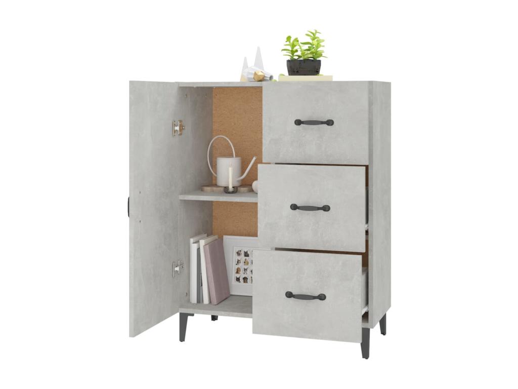Buffet gris béton 69.5x34x90 cm bois d'ingénierie