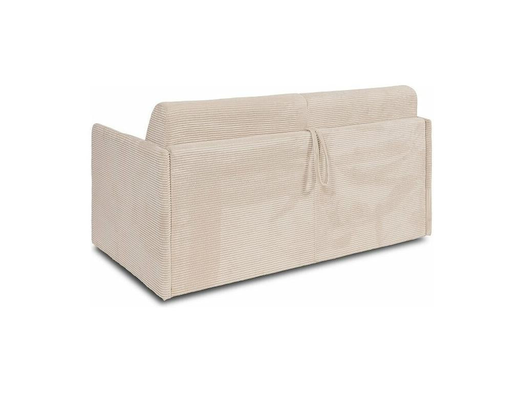 Canapé lit express COLOSSE 120 cm matelas 22 cm à mémoire de forme velours Côtelé beige