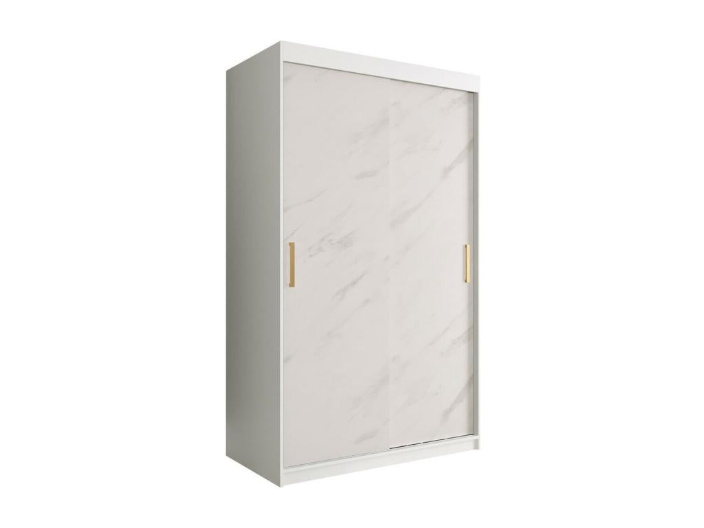 Armoire Doucezen 247 Marbre blanc - Mat blanc 200x120x62cm Portes d'armoire Glissement