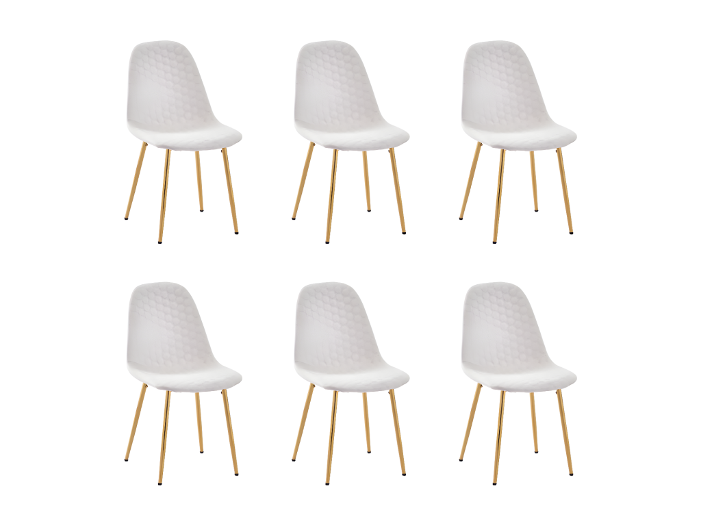Lot de 6 chaises Scandinave ALVEOLE Gold velours Beige
