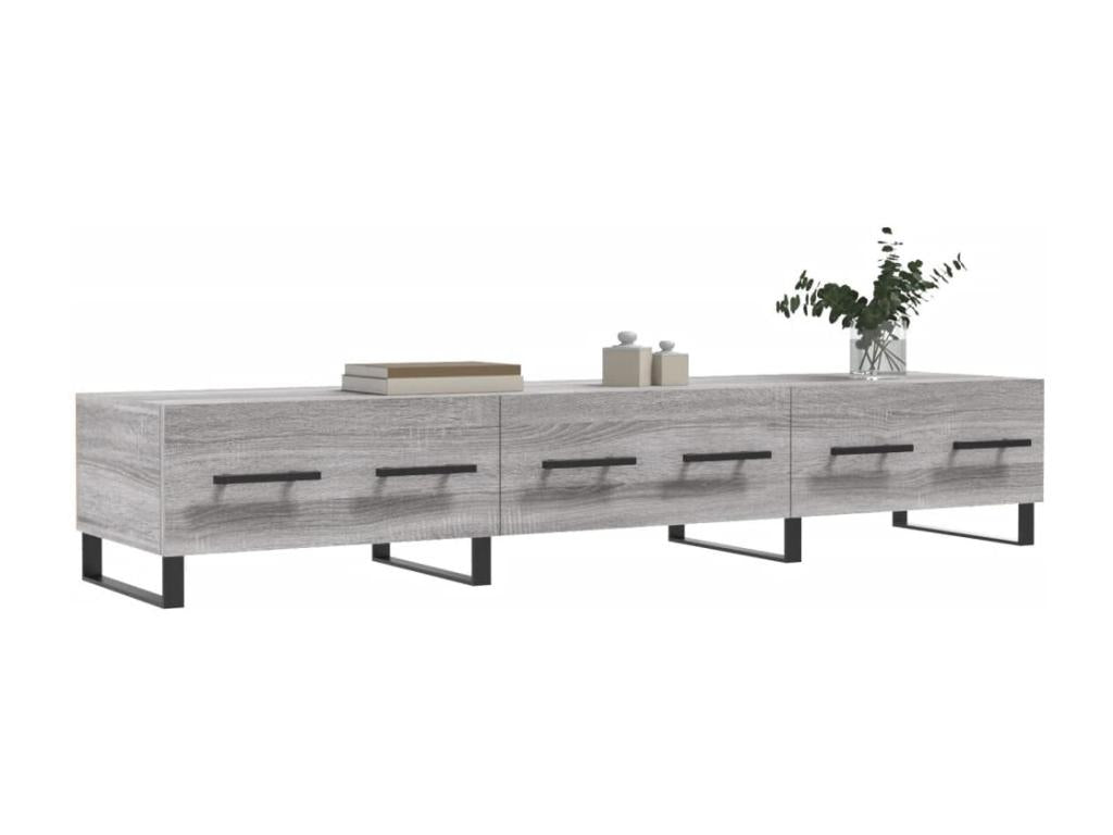 Meuble TV Homzora gris 150x36x30 cm bois d'ingénierie
