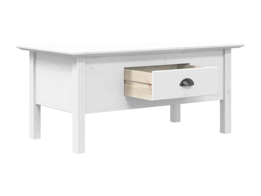 Table basse Homzora blanc 100x55x45 bois de pin massif