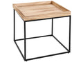 Table d'appoint Homzora-K71 - table basse table - certifiée Homzora bois de paulownia métal 60x60x60cm - couleur naturelle