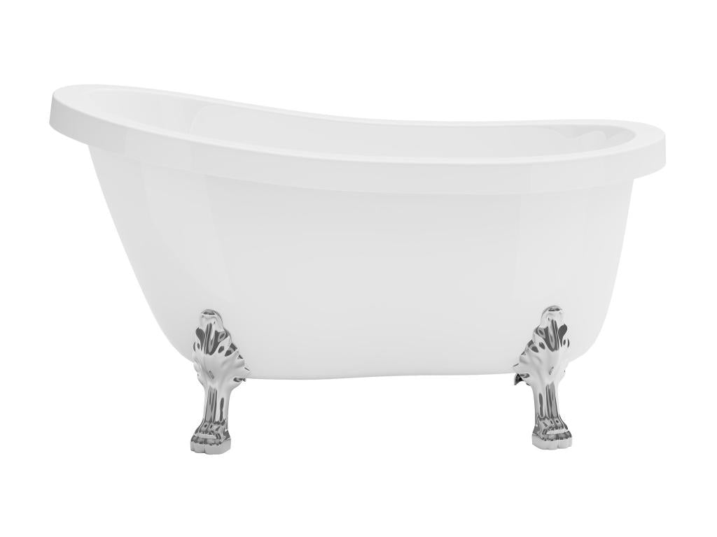 Baignoire îlot rétro avec pieds de Doucezen argentés - 200 L - 145x74x77 cm - Blanche - Doucezen II