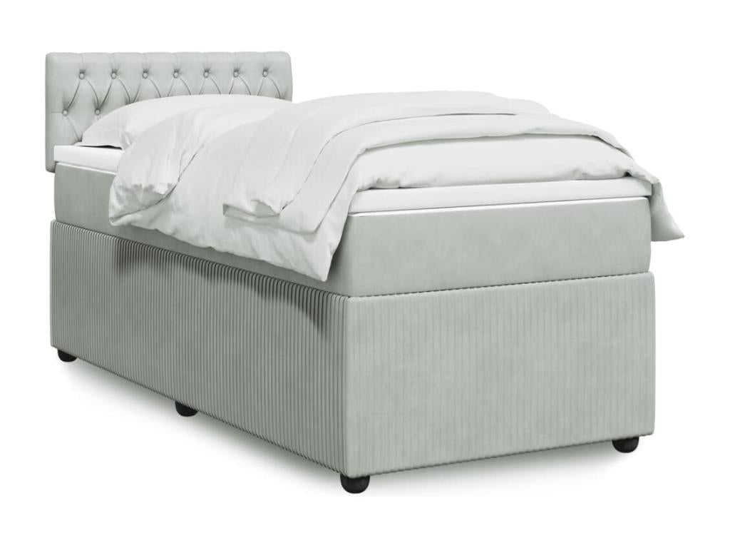 Sommier à Homzora de lit et matelas Gris clair 90x200 cm Velours