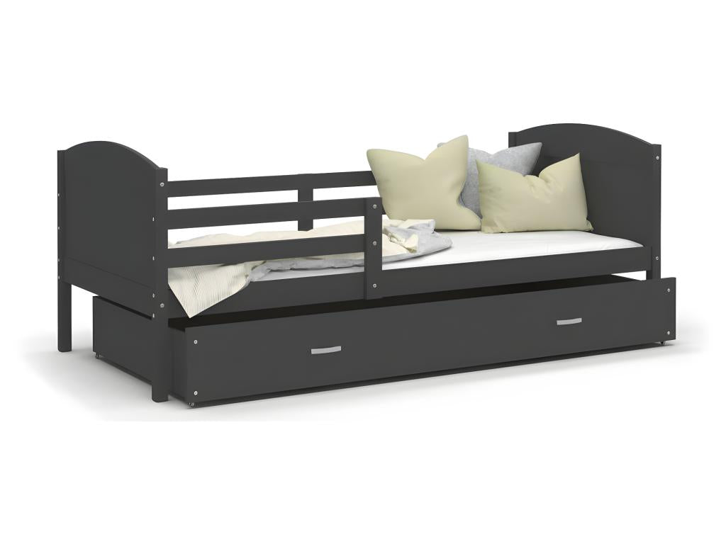 Lit Enfant Doucezen 90x190 Gris - gris Livré avec sommiers tiroir et matelas en mousse de 7cm