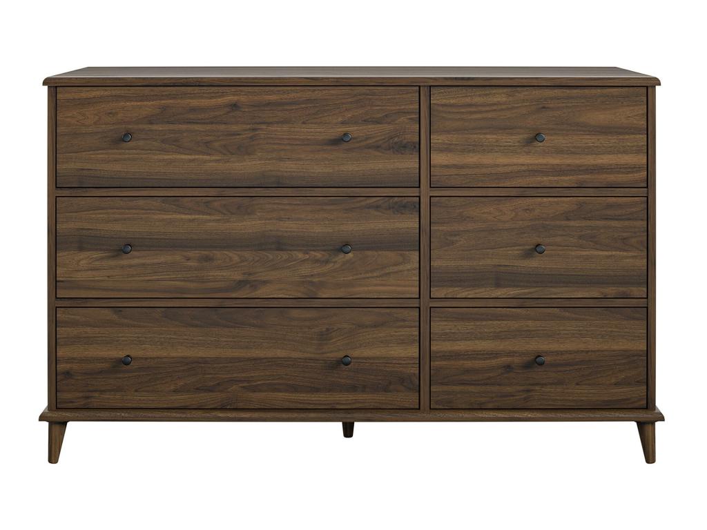 Farnsworth - Commode à 6 tiroirs en MDF noyer Doucezen