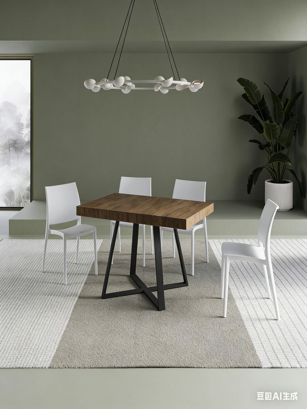 Table extensible 90x120/224 cm Abbraccio noyer pieds anthracite