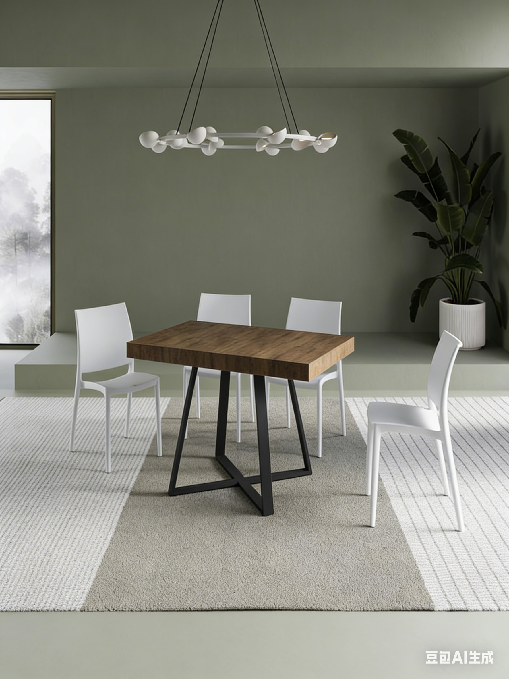 Table extensible 90x120/224 cm Abbraccio noyer pieds anthracite